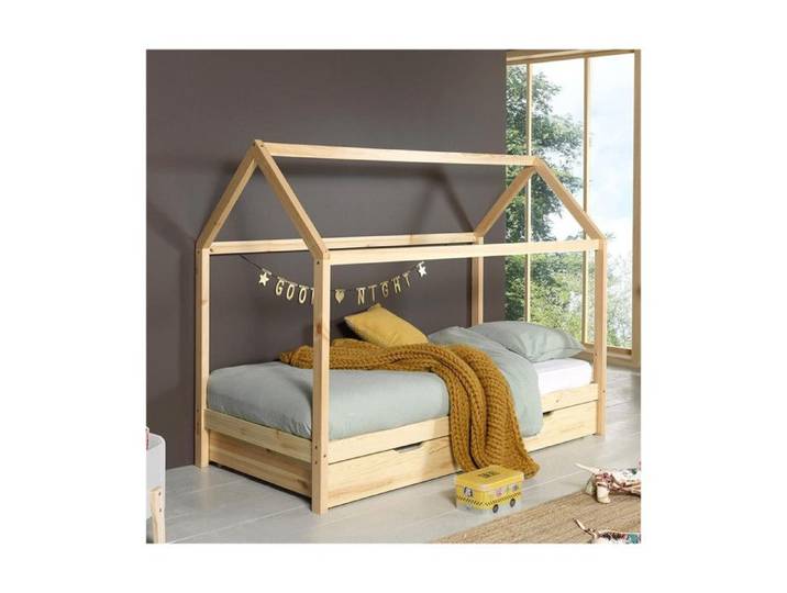 Lit Enfant Cabane & Tiroir  Dallas  90x200cm Naturel