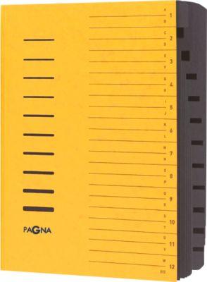 PAGNA Ordnungsmappe, für DIN A4, 12 Fächer, Pressspan, einzeln, gelb