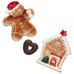 2tlg Keksteller Set Patisserie Weihnachten Lebkuchenmann & -haus Gebäckteller