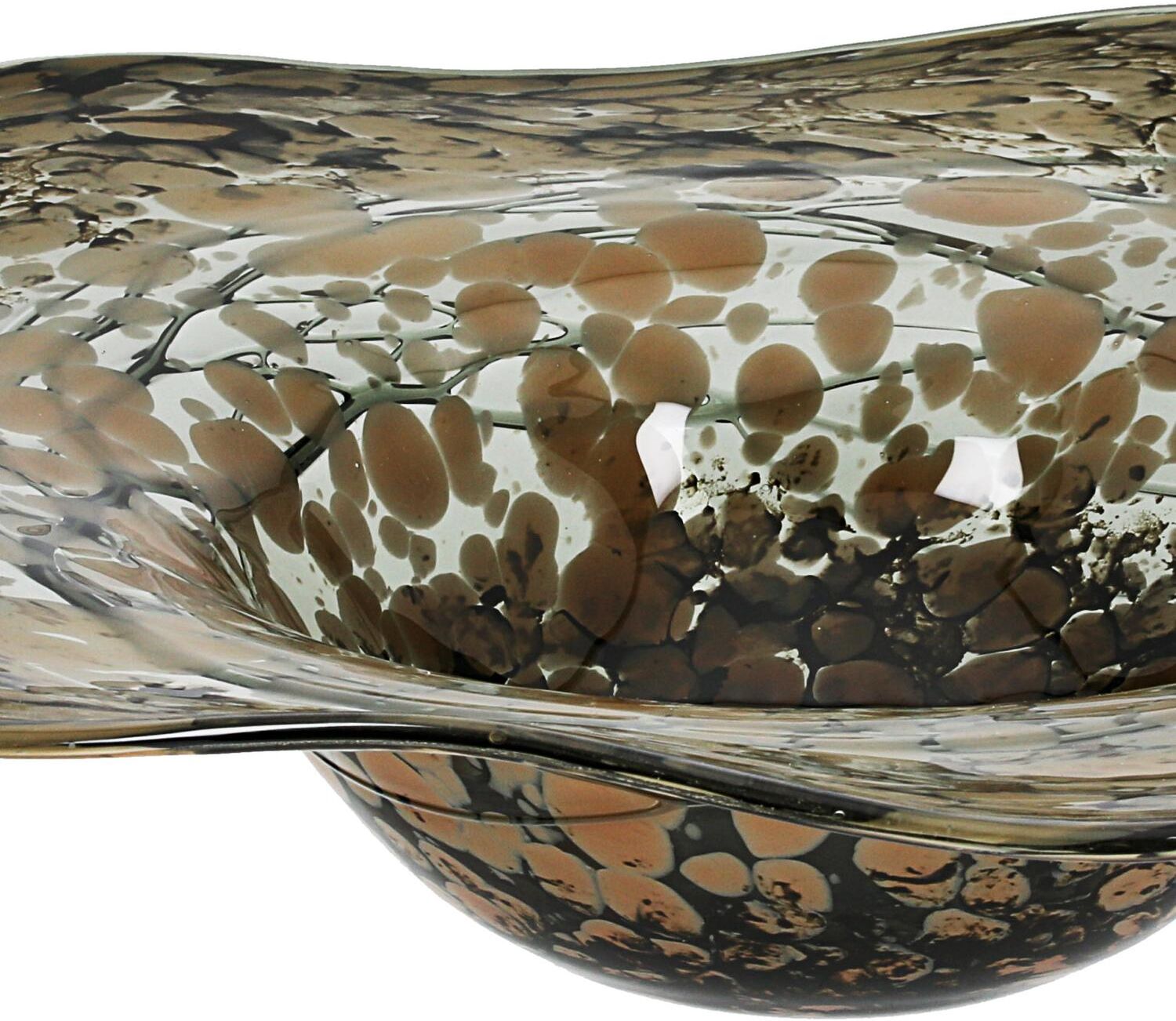 Schale GILDE "Glass Art, Schale, "Mountain", Glas, braun", braun, B:41cm H:8cm T:41cm Ø:41cm, Glas, Schüsseln, Schale, Schale, Mountain, Servierschale, Dekoschale, modern