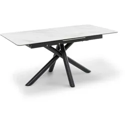 [de]sign & more Esstisch mit Auszug Bayonne 180/220 x 90 cm Keramik Weiß