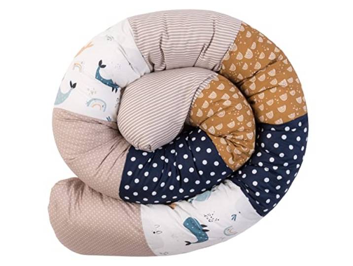 ULLENBOOM ® Baby Kuschelschlange 200x13 cm Wale (Made in EU) - Kuschelschnecke in vielen Farben und Größen, Bezug: 100% OEKO-TEX® Baumwolle, Nackenrolle, Kopfschutz für Wickeltisch, Motiv: Sterne