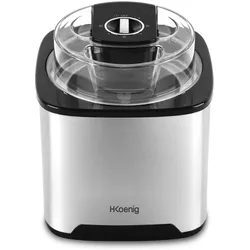 H.Koenig Eiscmaschine SRB80, Fassungsvermögen 2L, 12 W, Edelstahl, 30 bis 40 min Zubereitungszeit, Schnell, Automatischer Stopp, Transparenter Deckel