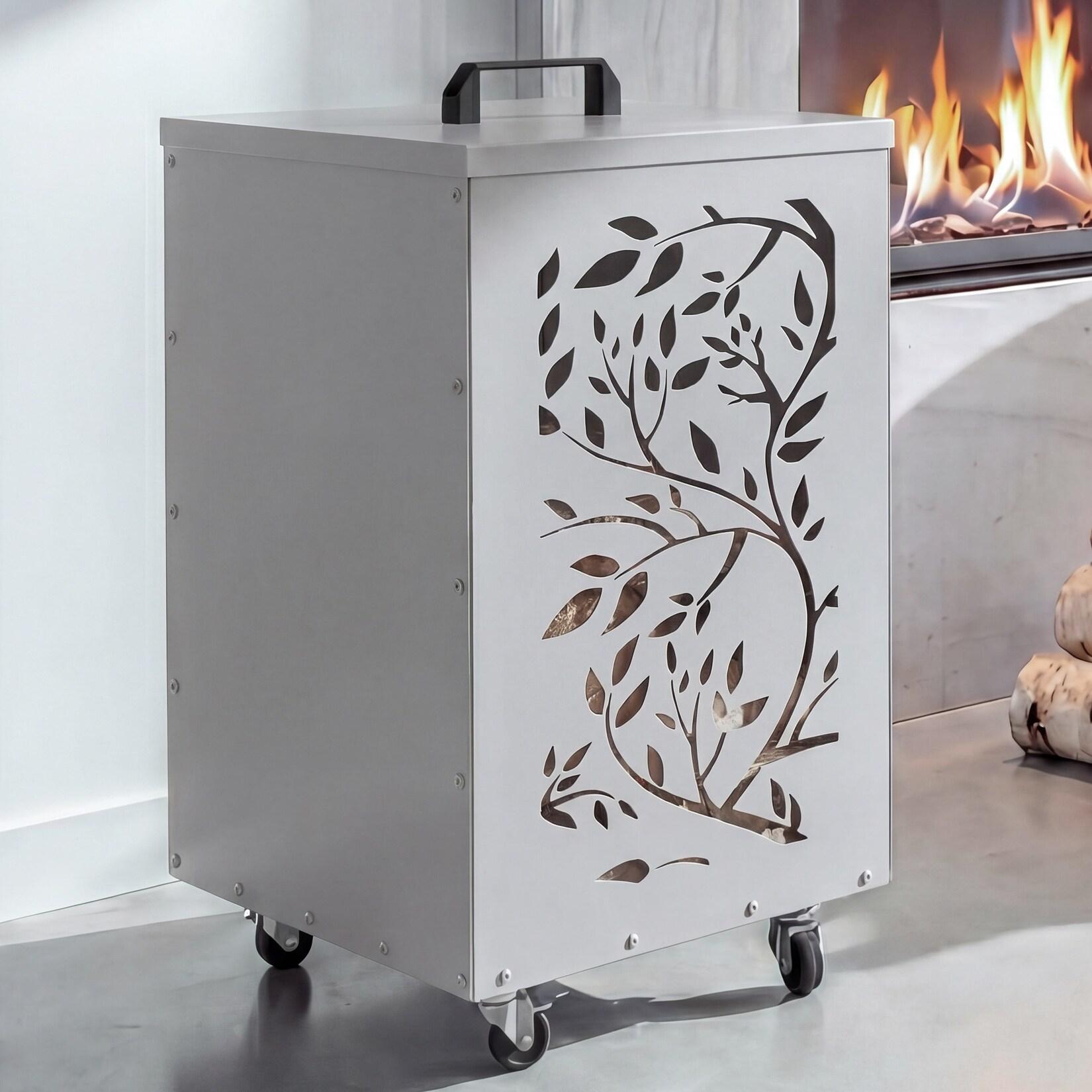 Pelletbehälter MCW-Q30 Ranken, Pelletbox Aufbewahrungsbox für z.B. Tierfutter, Rollen Füße 64x36x36cm ~ weiß-hellgrau