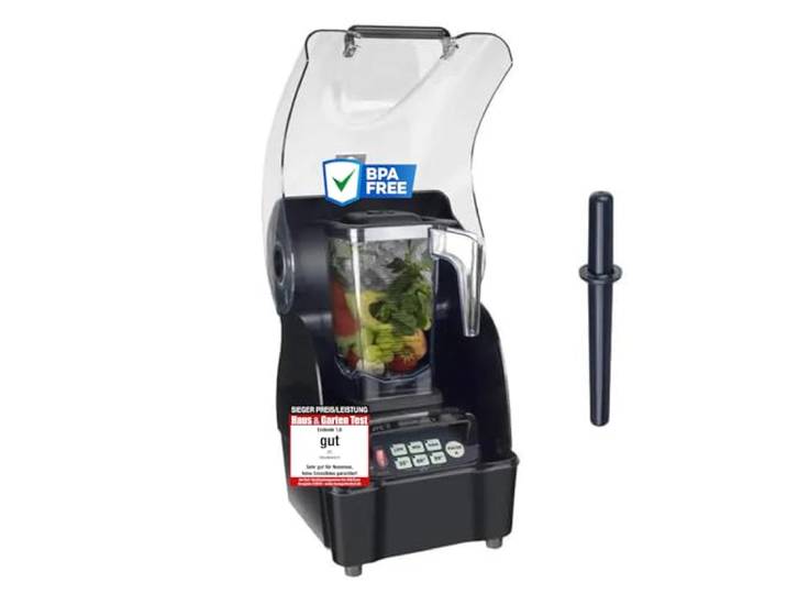 OmniBlend V Hochleistungsmixer mit Geräuschschutz I Smoothie Mixer mit BPA-freiem 1,5L Behälter & 6-Klingen-System aus Edelstahl I ideal für Smoothies I Standmixer mit 3 PS Motor I schwarz