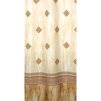 KS Handel 24 Textil Duschvorhang Kolonial Beige Braun 180x180 cm, inkl. Duschvorhangringe inkl. Beschwerung