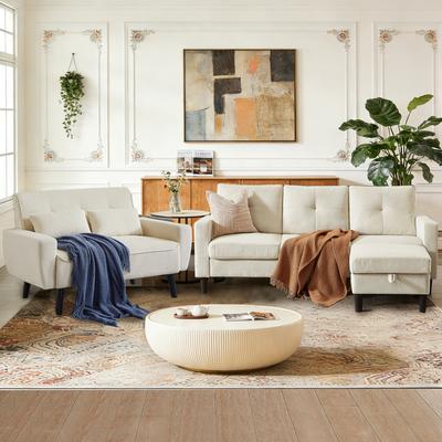 Jarenie 3 Pieces Living Room Set with Storage Ottoman