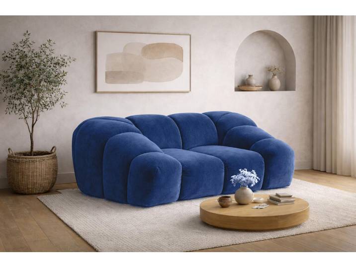 Kaiser Möbel Sessel modular, Veloursstoff Bluvel, Tintenblau, CROISSANT