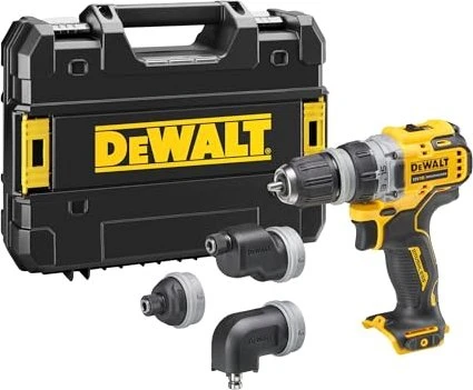 Dewalt Akku-Bohrschrauber DCD703NT, 12Volt (gelb/schwarz, ohne Akku und Ladegerät, in TSTAK Box, 4 Wechselköpfe)