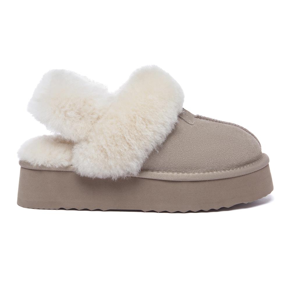 EVER AU Damen Leder Hausschuhe Mit Zwei Abnehmbaren Riemen - Fantail
