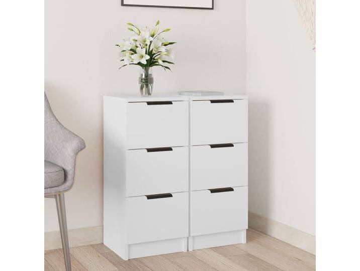 Buffet bas armoire commode Lot de 2 Buffets blanc Buffets 2 pcs blanc 30x30x70cm - Bois d'ingénierie ABHT 1184236
