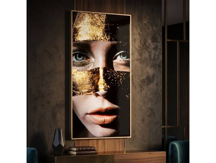 Tableau impression sur toile visage femme dorures 50x100 cm Lumos