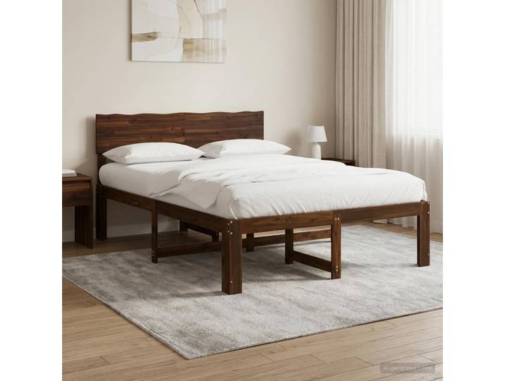 vidaXL Doppelbettgestell mit Kopfteil ROSTOCK Dunkelbraun 140 x 190 cm