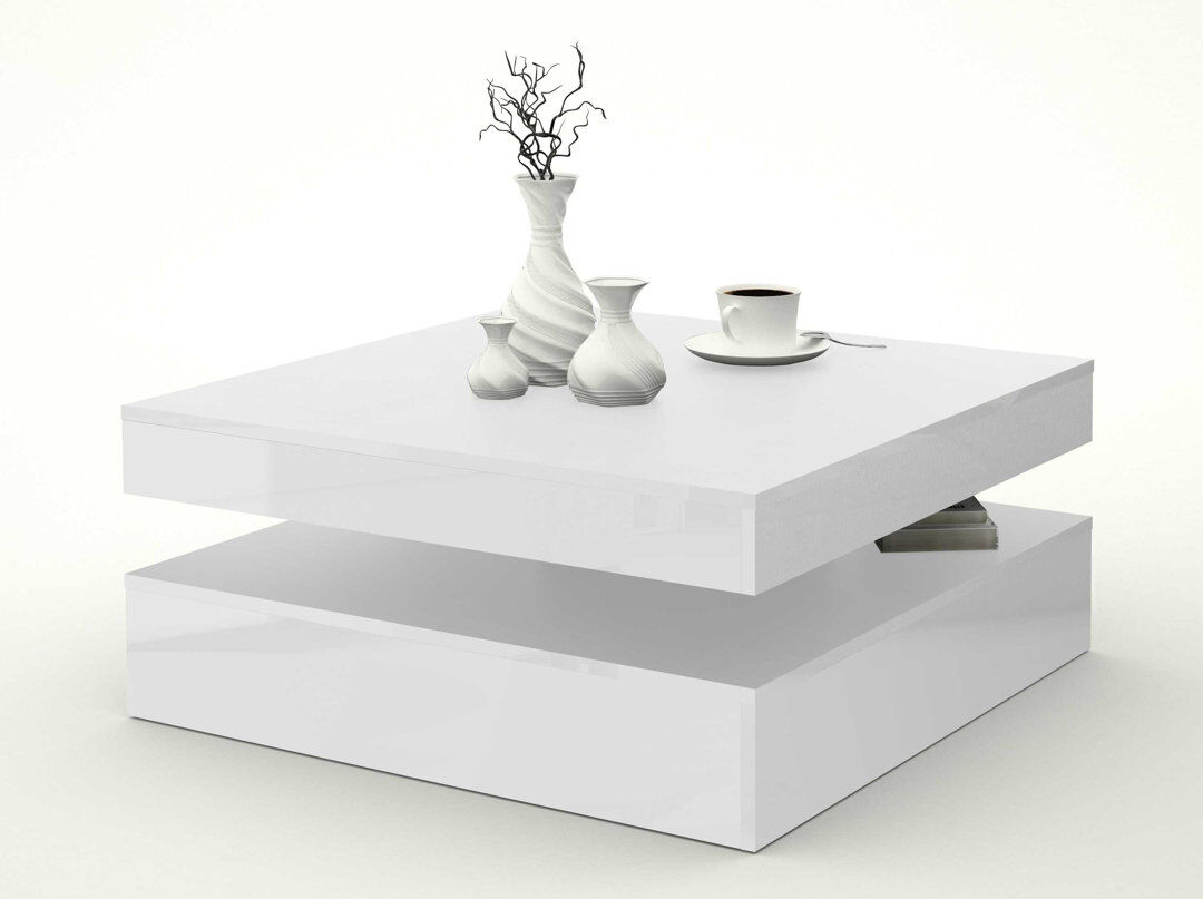 Zipcode Design Downer Block Coffee Table High-gloss white 35.4cm H X 78cm W X 78cm D