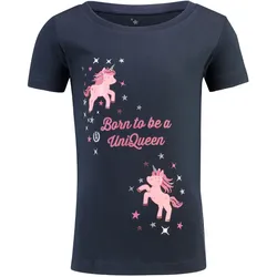 Imperial Riding Kinder T-shirt Unicorn Sparkle Navy mit pinken Einhörnern und Glitzersternen, Größe: 140