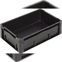 ESD Behälter BL Futura, Muschelgriffe, schwarz, 600 x 400 x 175 mm