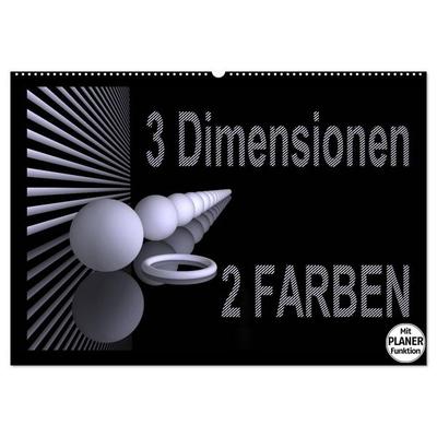 3 Dimensionen - 2 Farben (Wandkalender 2027 DIN A2 quer), CALVENDO Monatskalender