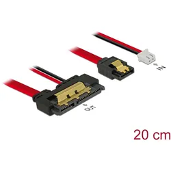 Delock Kabel SATA 6 Gb/s 7 Pin Buchse + 2 Pin Strom Buchse > SATA 22 Pin Buchse gerade (5 V) Metall 20 cm