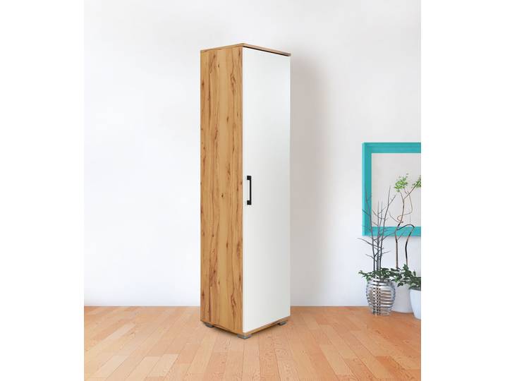 Wäscheschrank PRIESS Lissabon , braun (astkernbuche, lichtweiß), B:48cm H:193cm T:36cm, Holzwerkstoff, Schränke, Wäscheschrank