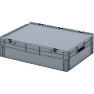 AUER Eurobox ED 86/22, grau, 87 Liter, mit Deckel, offene Griffe, 80 x 60 x 23,5cm