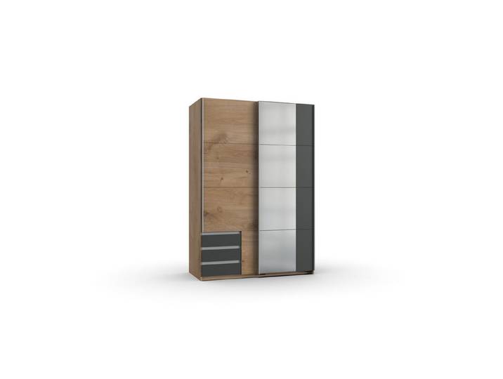 möbel-direkt.de Schwebetürenschrank Emden in Plankeneiche mit Graphit (komplett, 1-St., Kleiderschrank) Made in Germany