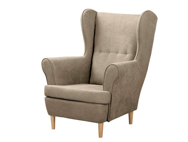 P & B Ohrensessel Scandi, Beige, Holz, Buche, 87x105x90 cm, Made in EU, Made in Europe, FSC 100%, Wohnzimmer, Sessel, Ohrensessel