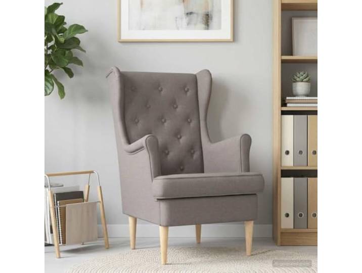 YUTAASU Modern Sessel Taupe Stoff for Living Room Removable Cushions, Rubberwood Legs, Mid-Century Style, Easy Clean