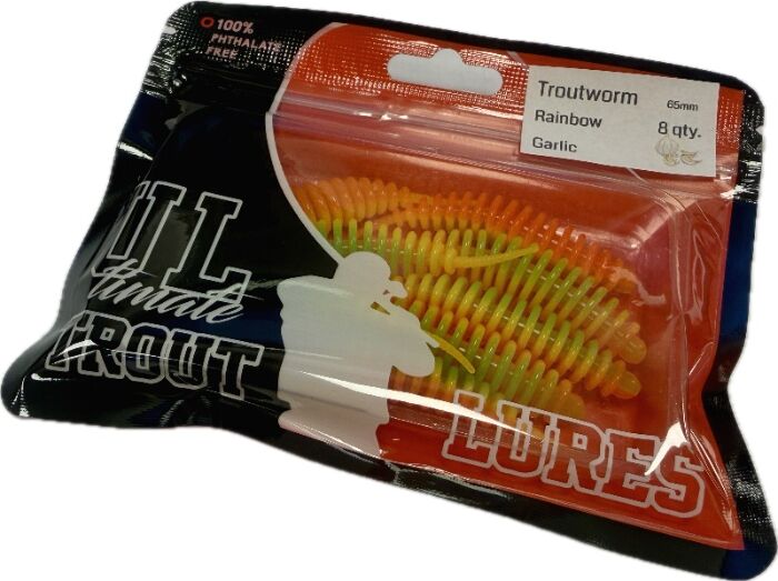 lystfisk.dk Ultimate Trout Lures - Troutworm - Hvidløg-Rainbow
