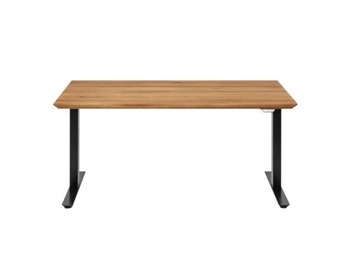 Bureau réglable assis-debout en chêne et acier noir l160