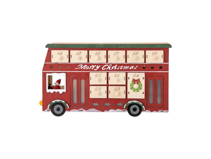 Bloomingville Calendrier Edward avec éclairage bus Rouge