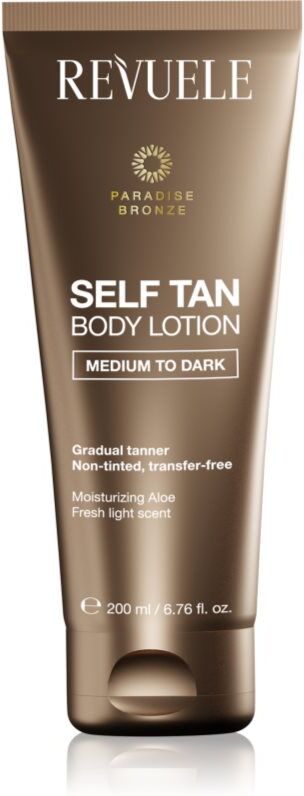 Revuele Paradise Bronze Self Tan Body Lotion lait auto-bronzant pour un bronzage progressif teinte Medium To Dark 200 ml