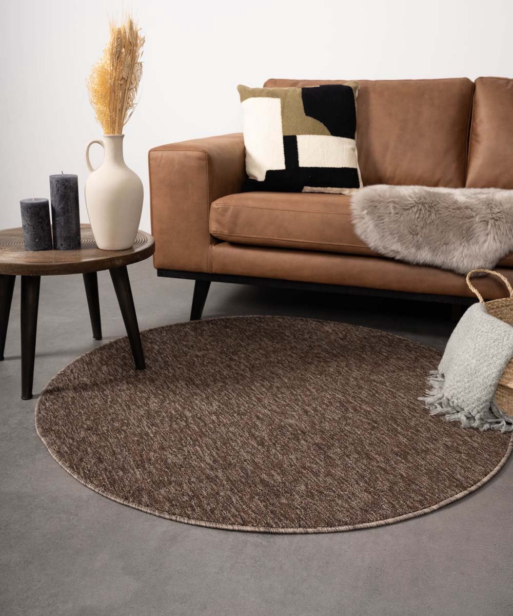 Tapeso Rond vloerkleed Lush bruin