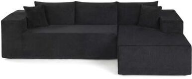 Costway Modular Sectional Sofa Corduroy Upholstered L-shaped Sofa Couch with Deep Seats-Black