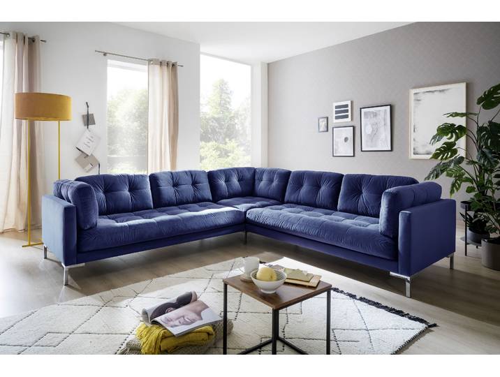 Wohnlandschaft GOODPRODUCT Landau U-Form , blau, B:265cm H:75cm T:264cm, Sofas, Wohnlandschaft, in Cord-Stoff mit Metallfuss