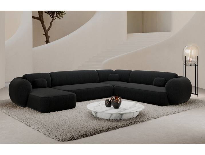 Sofa Dreams Wohnlandschaft Altea XXL Design Couch, 6-Sitzer, Ottomane, Stoffbezug, viele Farben