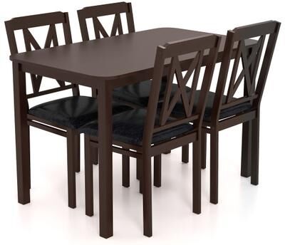 Costway 5-Piece Dining Table Set with Wide Tabletop and Rubber Wood Legs-Black