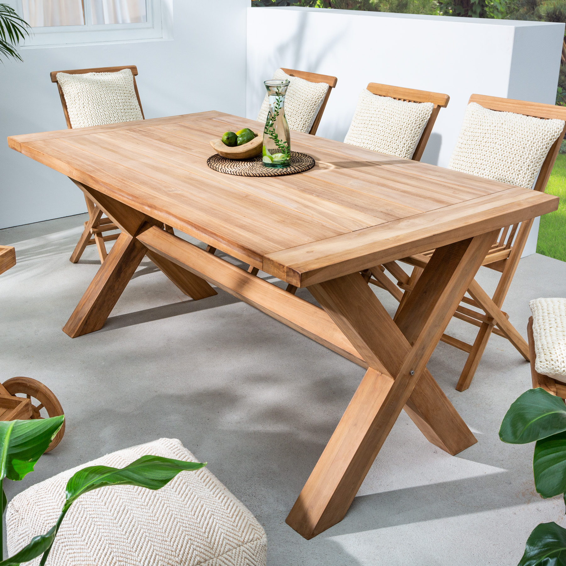 riess-ambiente Wetterfester Gartentisch EMPIRE TEAK 180cm natur Massivholz Teak Outdoor Esstisch 8 Personen