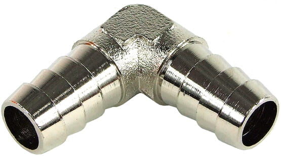 Aquatuning 10mm (3/8") 90&deg; Schlauchverbinder - Messing vernickelt/ wird gef...