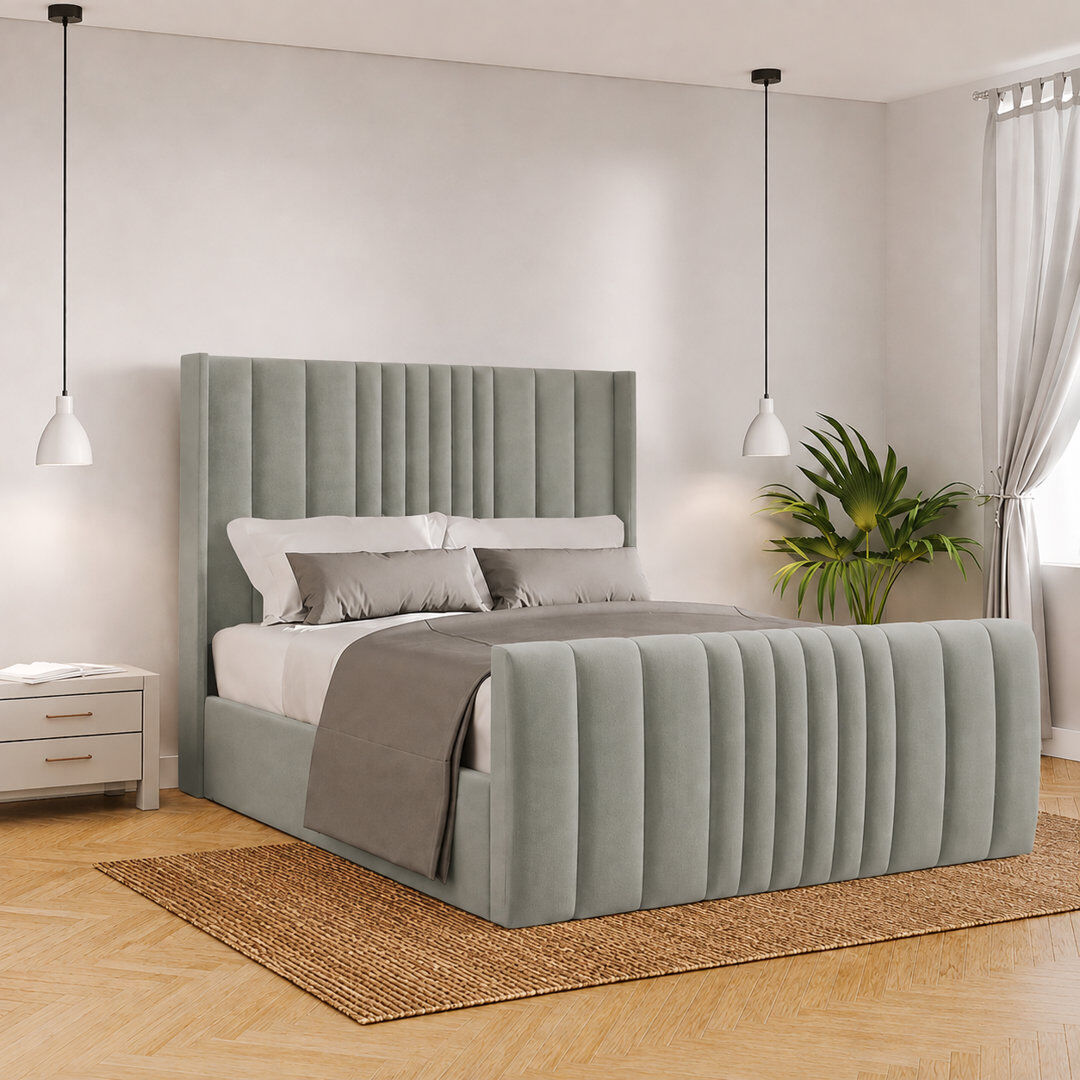 Canora Grey Bastin Upholstered Ottoman Storage Bed Asphalt Kingsize (5')