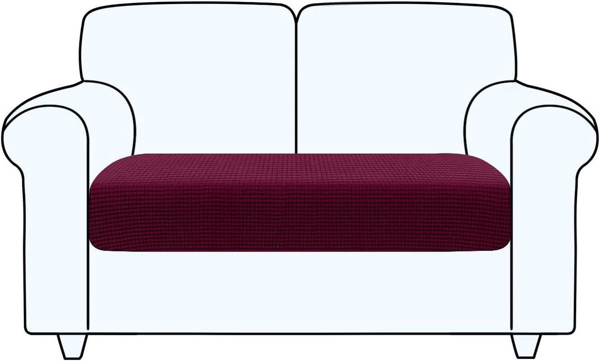 Rekbare bankovertrek van jacquard weefsel voor het beschermen van je meubels, wijnrood, 102-127 cm
