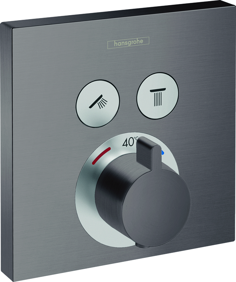 Hansgrohe ShowerSelect set de finition 15763340 thermostat encastré, pour 2 consommateurs, noir brossé