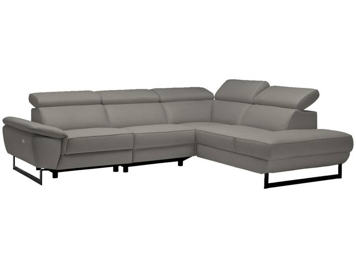 Celina Home Ecksofa NAPOLI, grau, Leder