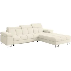 ECKSOFA mit Schlaffunktion Ottomane Rechts COMA L 271x203x79 Creme Tissu