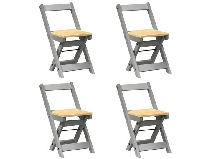 vidaXL Hocker Klappstühle, 4 Stück, Modell „Corona“, graues Massivholz Kiefer (1 St), Klappstühle, 4 Stück, Modell „Corona“, graues Massivholz Kiefer