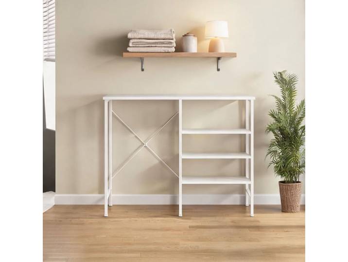 Meuble étagère multifonction blanc MDF et métal modulable 120x40x85 5 cm pour cuisine et salon