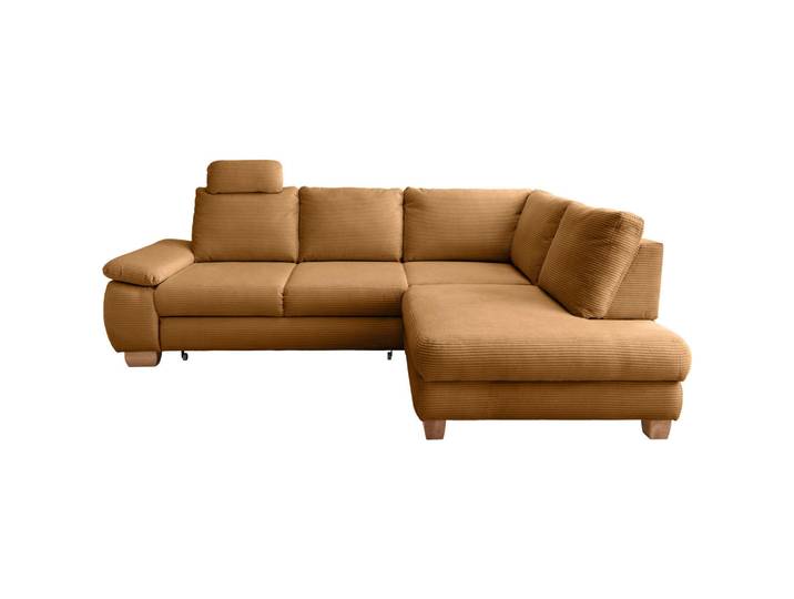 Livetastic Eckschlafsofa, Gold, Holz, 4-Sitzer, 261x206 cm, Liegefunktion, Rücken echt, Armteil links, Wohnzimmer, Sofas & Couches, Schlafsofas, Schlafsofas mit Bettkasten