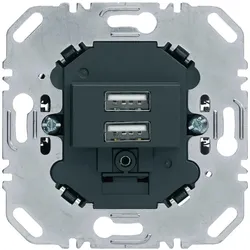 Berker, Steckdose, USB Ladesteckdose 230V 260205 2fach 3.0A eckiger Tragring anthrazit