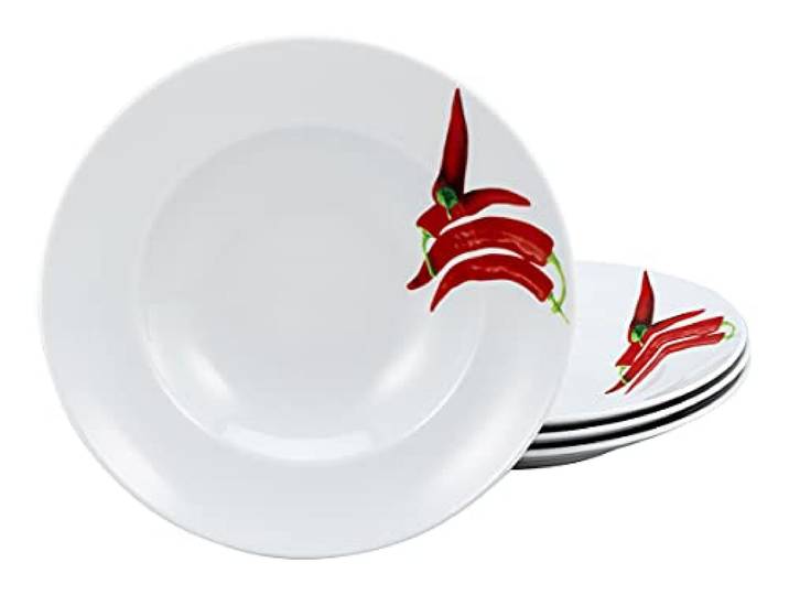 Creatable, CHILLI, 4-teiliges Geschirrset, Pastateller aus Porzellan
