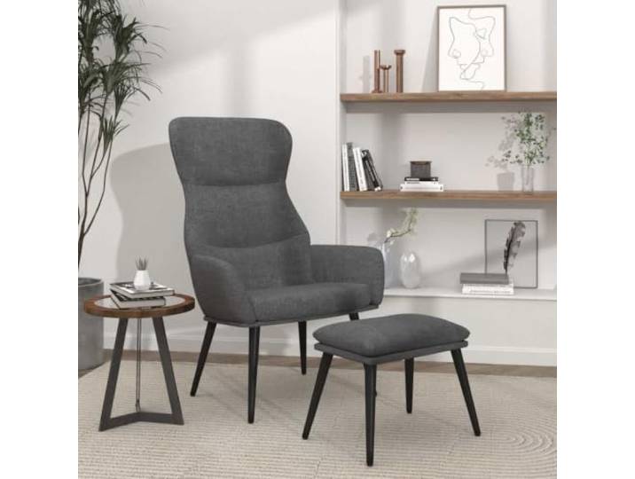 Relaxsessel mit Hocker Hellgrau Stoff Metallgestell,weicher Stoff,Armlehnen,flexibler Hocker,schlichte Optik,Wohnzimmer,Leseecke