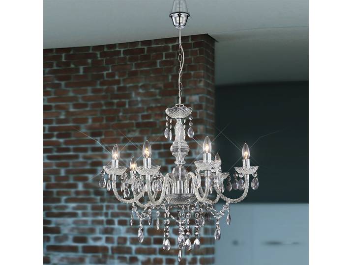 Chandelier Cuimbra type A Ø 67cm Transparent/Argenté Matériau : Métal, Matière plastique Surface en métal : Laqué Type de matière synthétique :
